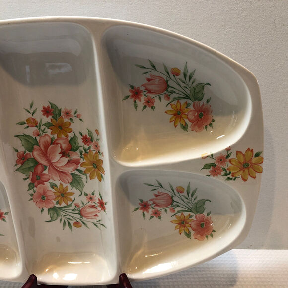 Vintage MCM Fred Roberts Serving Tray Floral Nice Condition - Picture 3 of 5